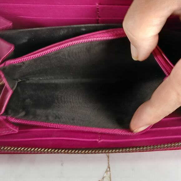 Gucci Shima GG Belted Zip Around Pink Enamel Leather Micro Long Wallet - Picture 14 of 16